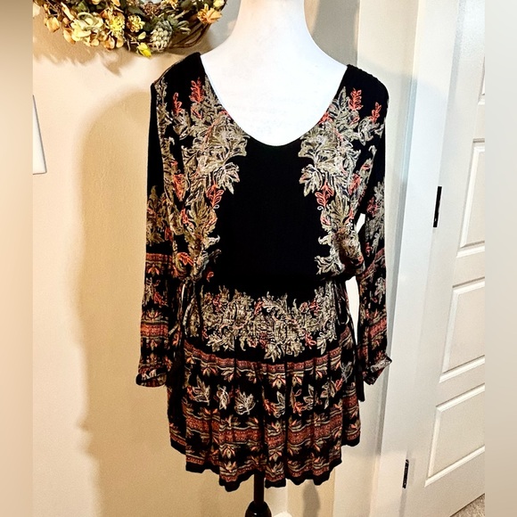FREE PEOPLE Moonlight Drive Printed Mini Dress Boho Tassels Woman’s Small - Picture 10 of 11